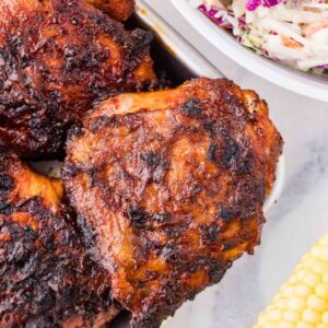 Smokey BBQ Chicken Thighs with Coleslaw